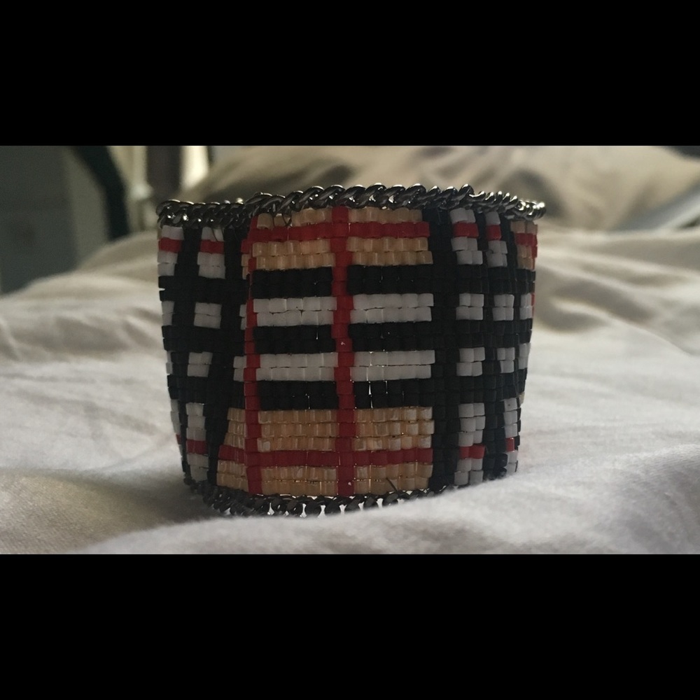 Burberry plaid Beaded cuff bracelet