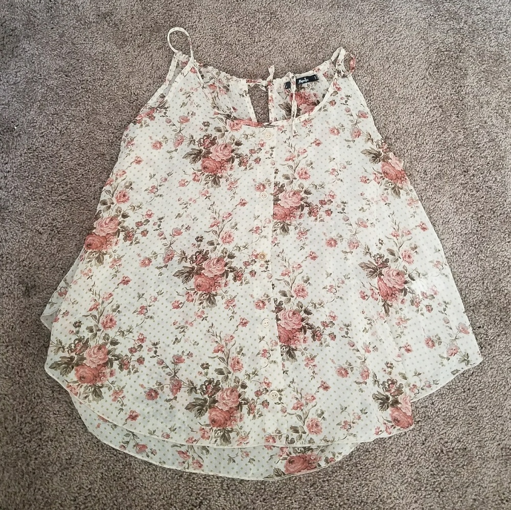 Floral button up tank top