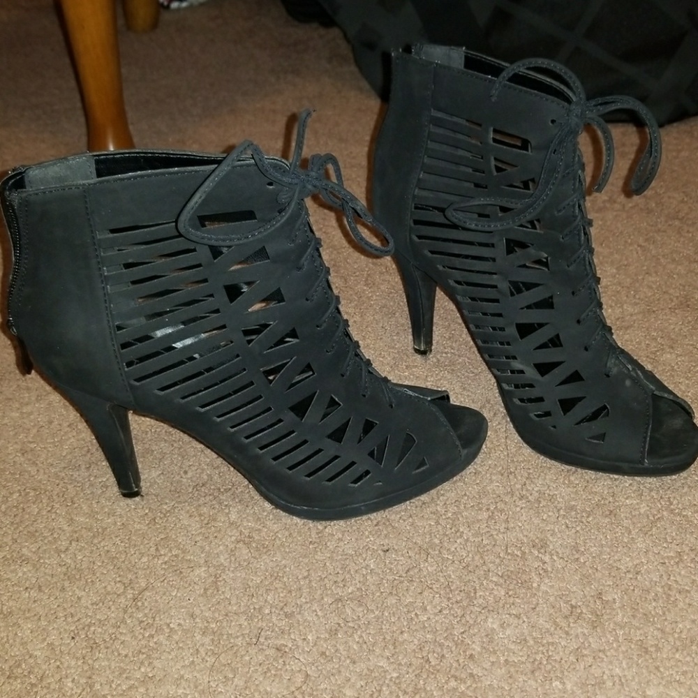 Black lace heels