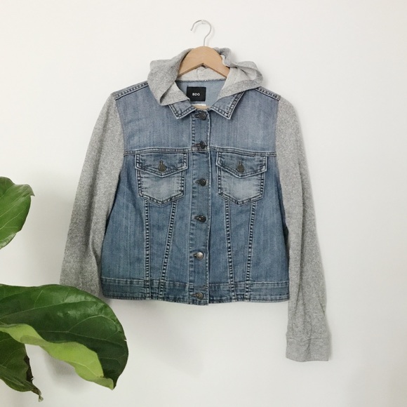 Urban Outfitters Jackets & Blazers - Denim Jacket, Grey Hoodie Heathered Sweatshirt