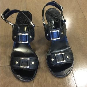 Black Tory Burch Wedge Sandal