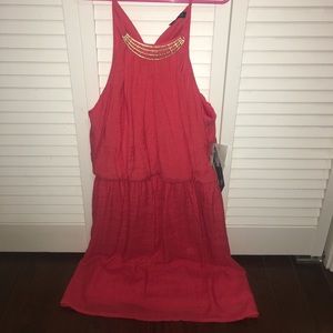 Red orange mid thigh length dress