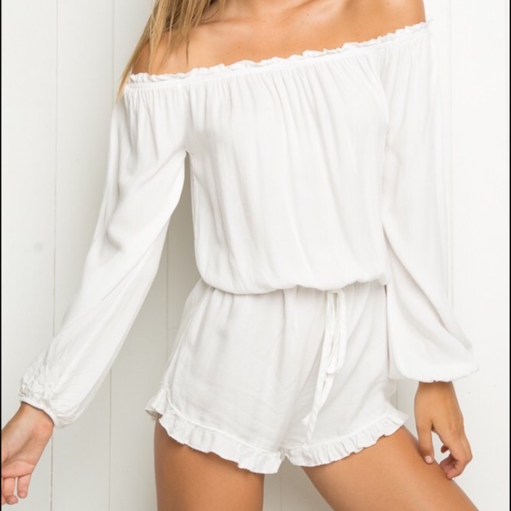 Brandy Melville white long sleeve romper.
