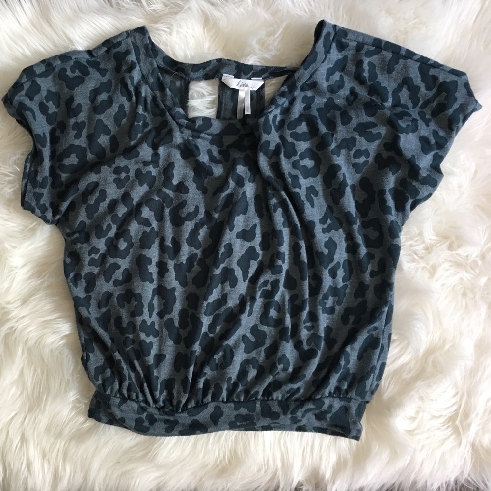 Gray Leopard Print Blouse