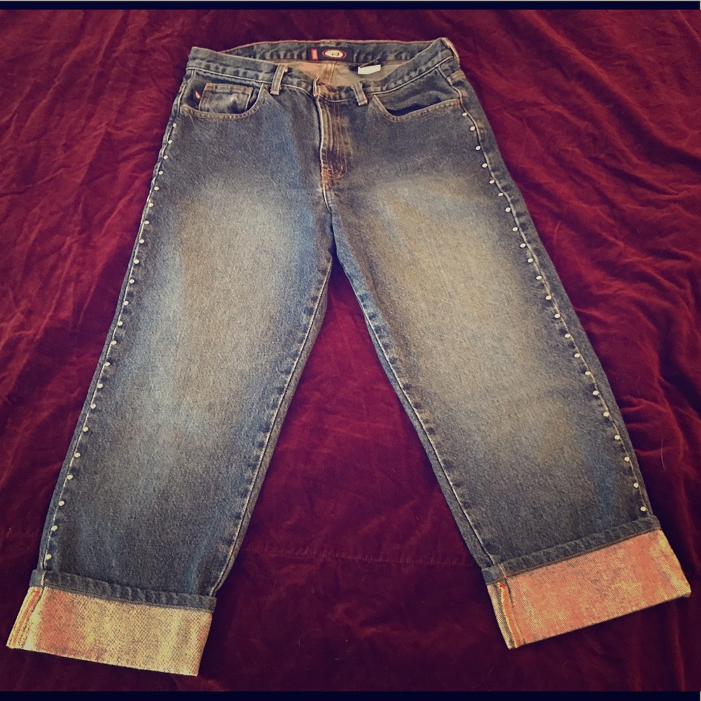 Vintage Bongo “Milestone”Boho Studded Cropped Jeans