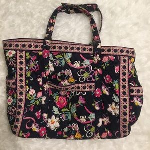 Large Vera Bradley floral navy pattern tote bag