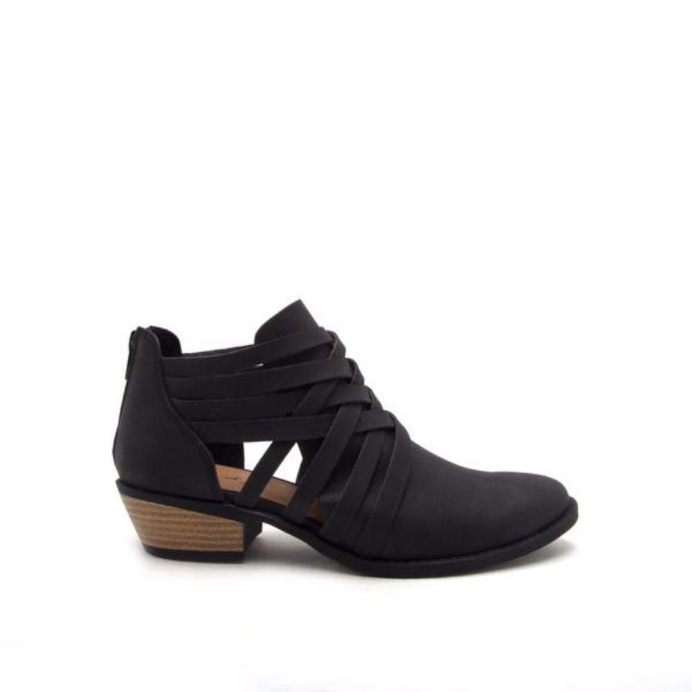 Qupid Strappy Black Ankle Booties - Picture 4 of 6