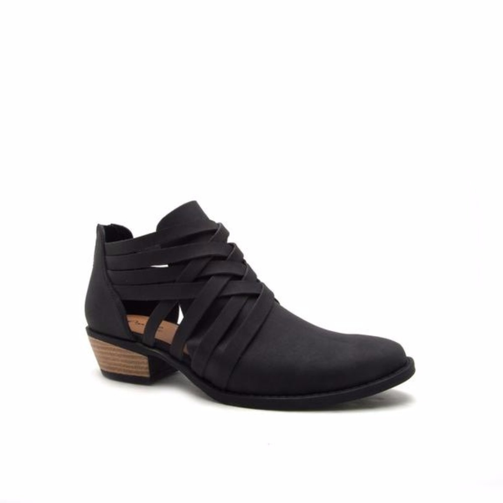 Qupid Strappy Black Ankle Booties - Picture 3 of 6