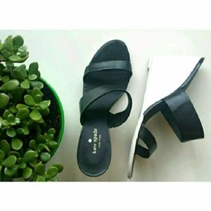 Kate Spade Black & White Abilene Wedge/Mule Sandal