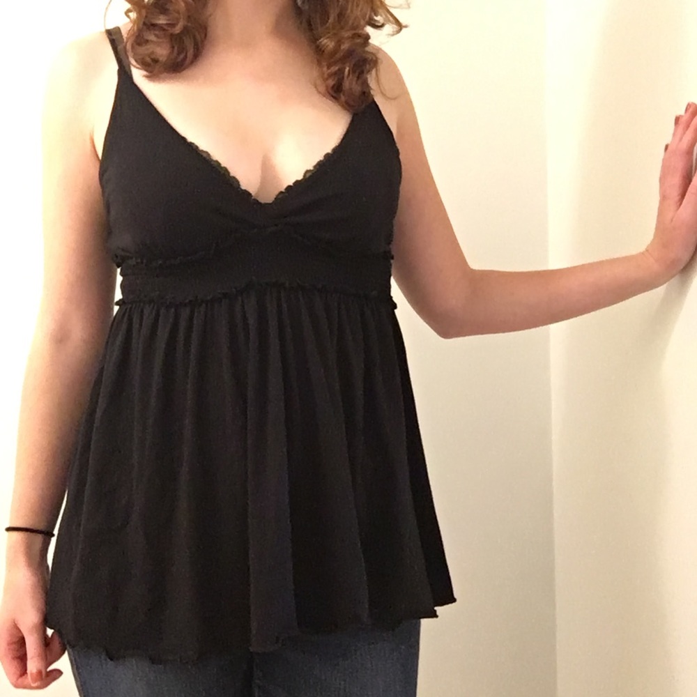 Flattering BCBG Low-cut Baby-doll Blouse