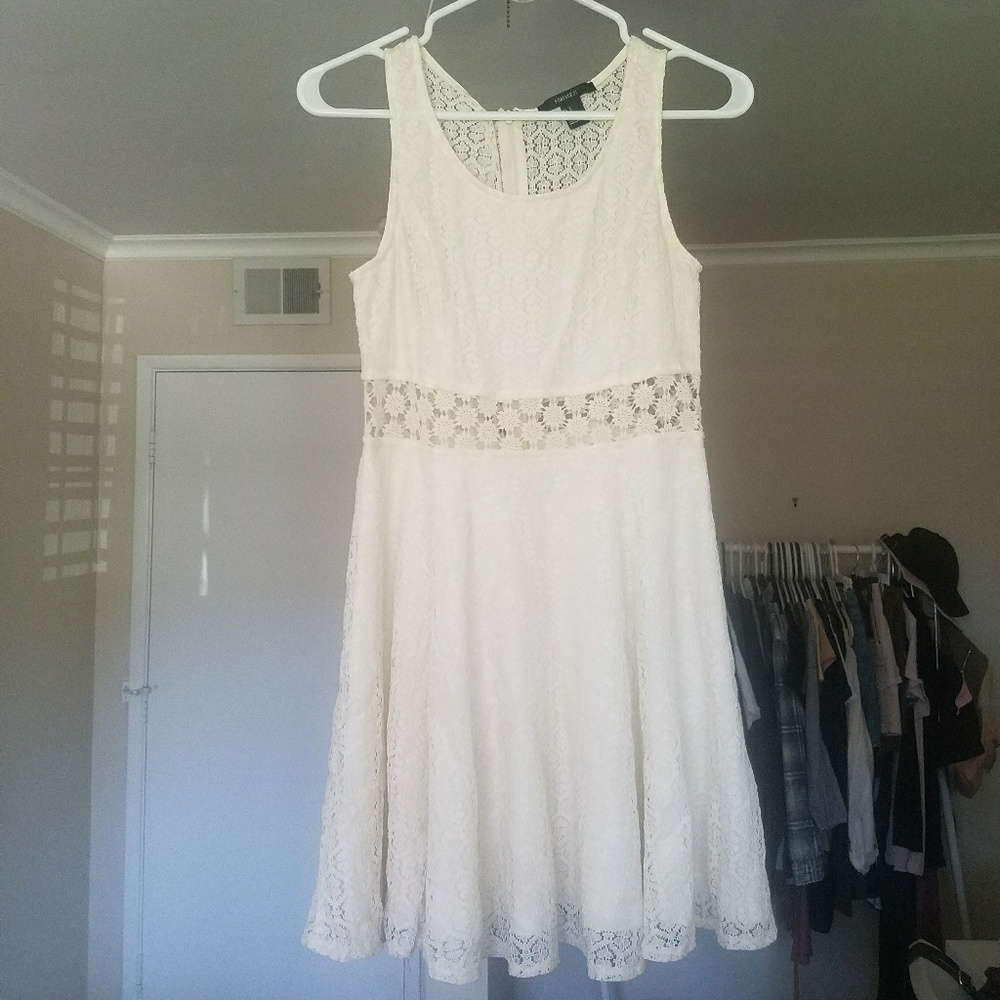 White and Cream Lace Dress