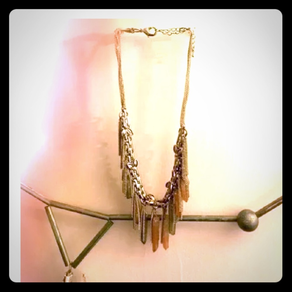 Anthropologie raw crystal statement necklace