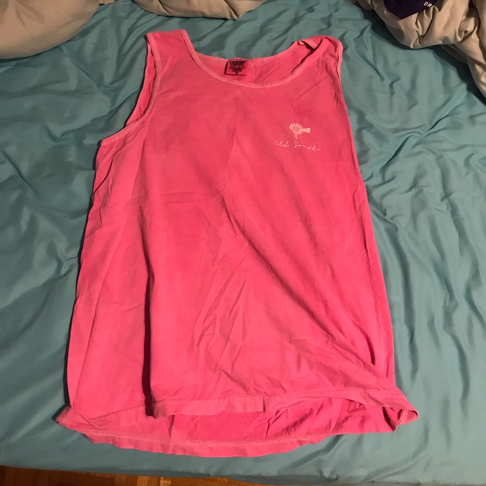 Medium neon pink comfort colors tanktop