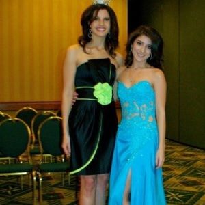 Jovani Cocktail Dress - Black and Neon Green