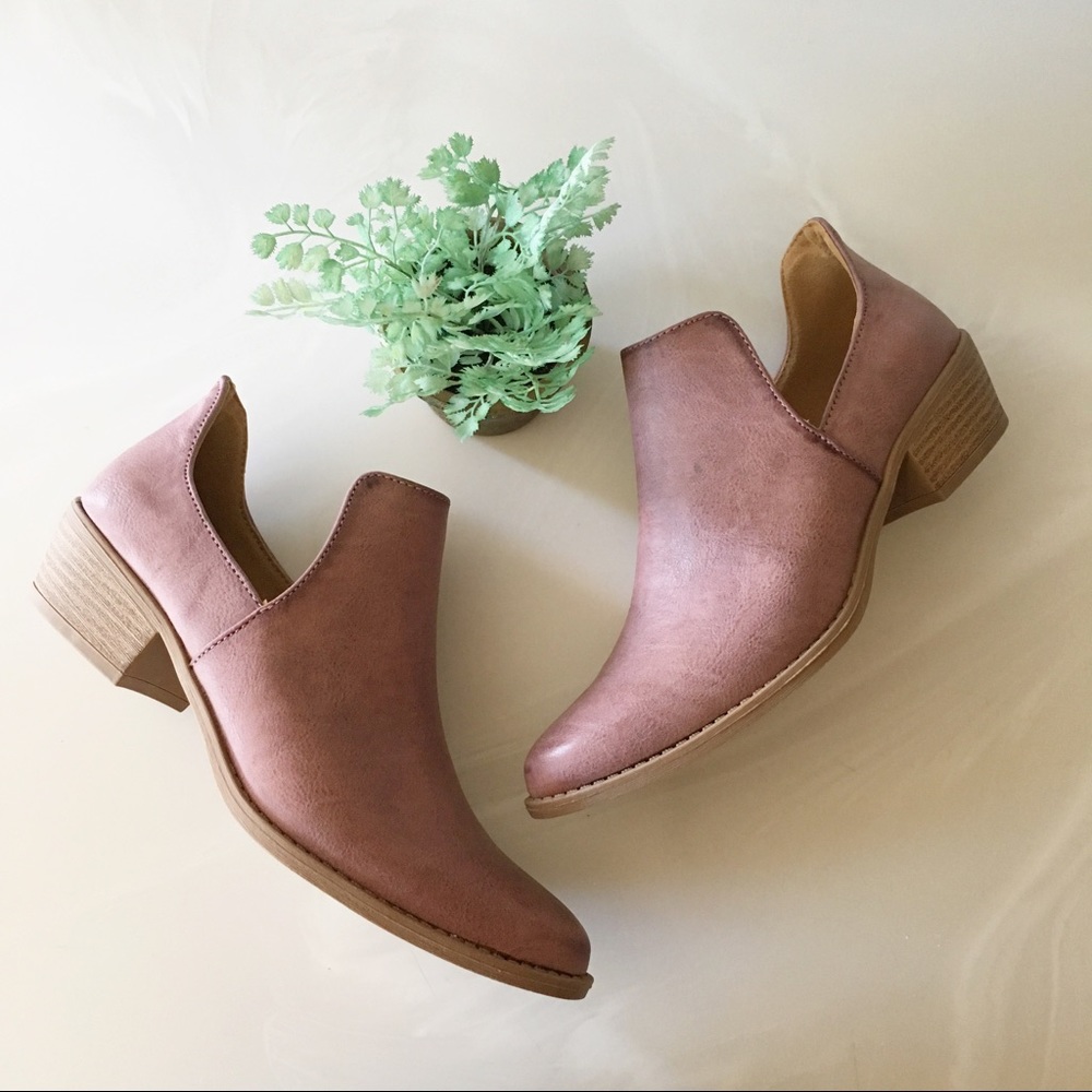 Dusty Mauve Slip-On Ankle Booties - Picture 3 of 6