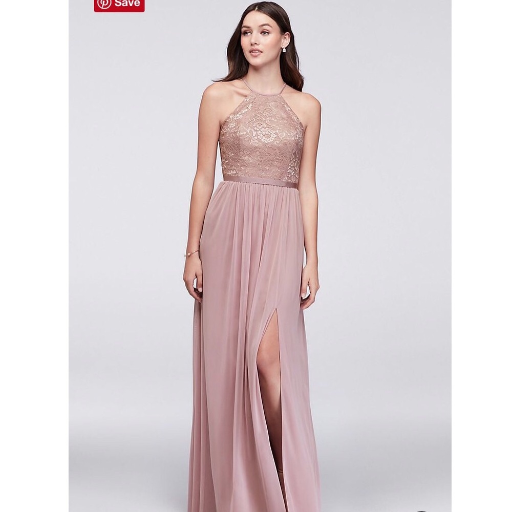 Elegant evening gown in rose gold metallic!!