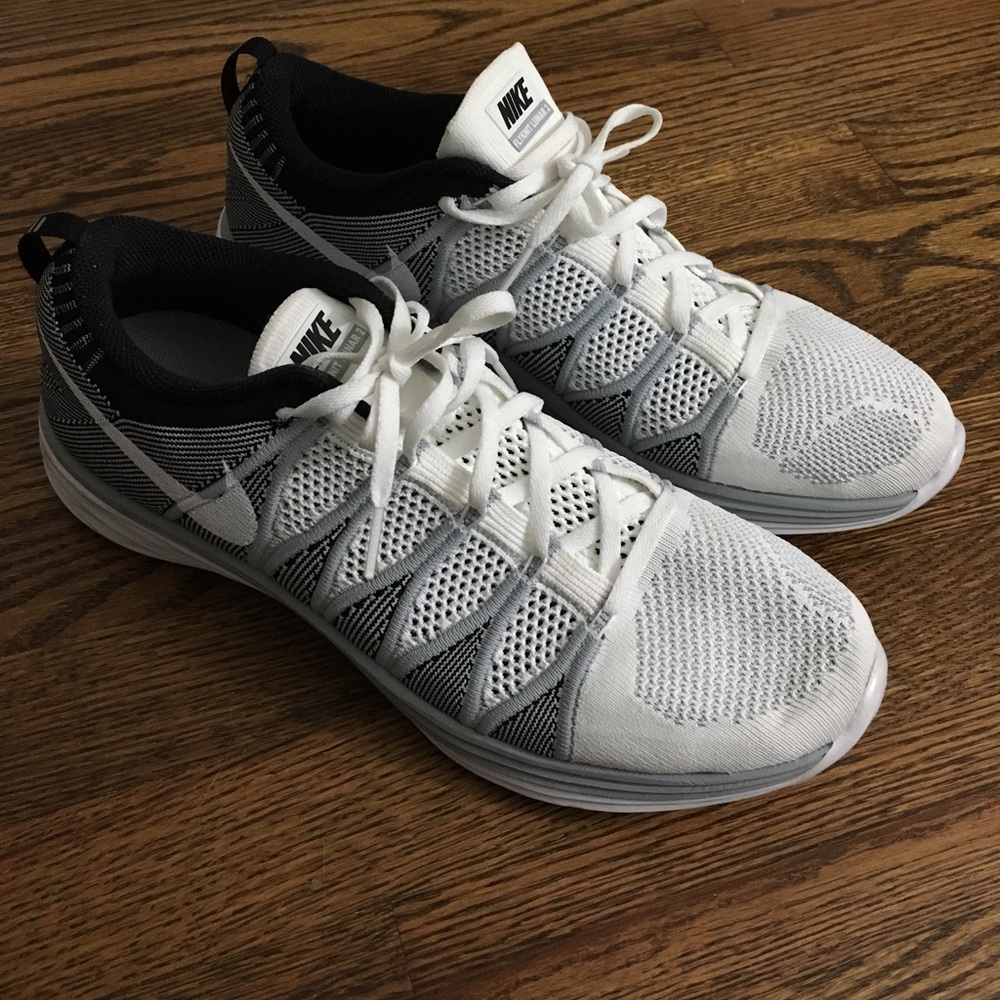 White and grey Nike Flyknit Lunar 2