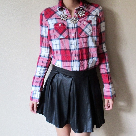 Black Leather Skater Skirt - Picture 2 of 5