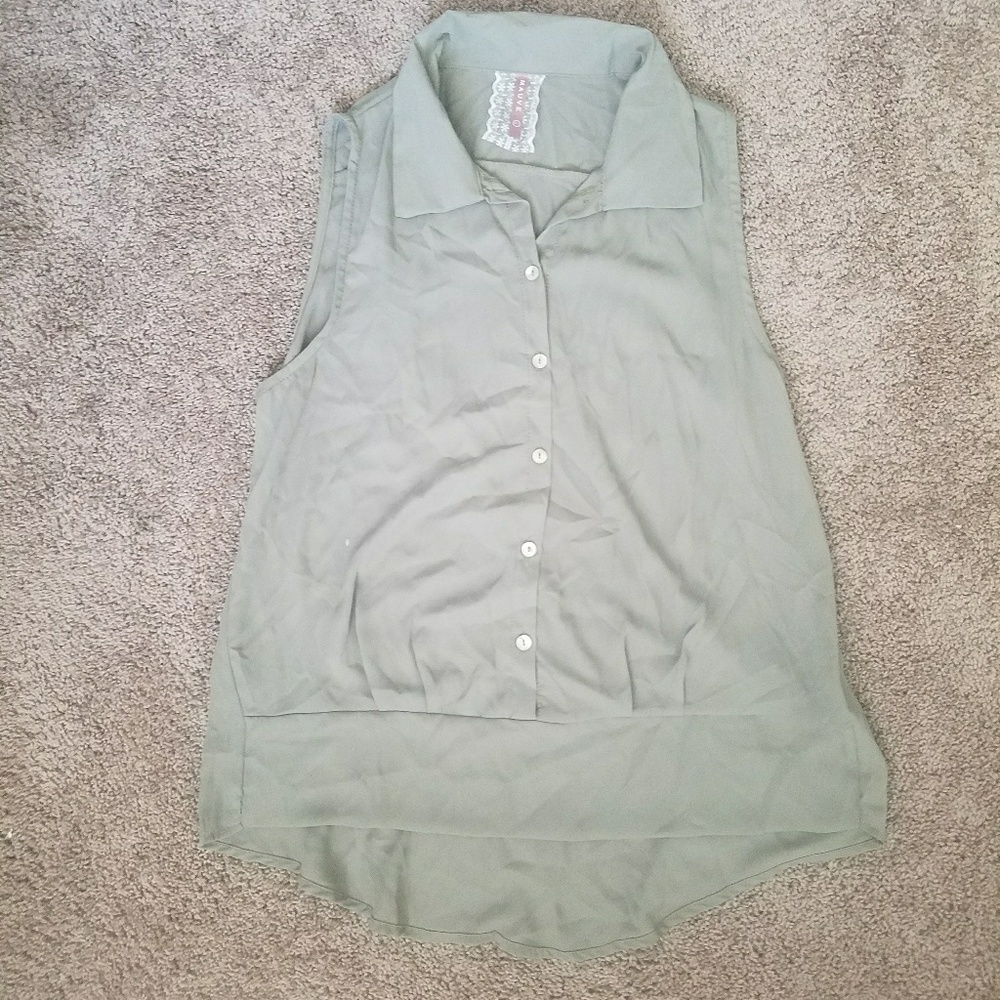 Light Olive Green Button Up tank top