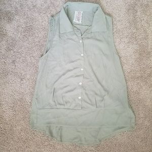 Light Olive Green Button Up tank top