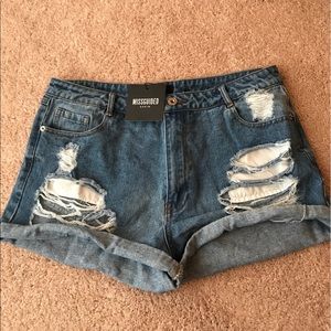 Missguided Riot Ripped Denim Shorts