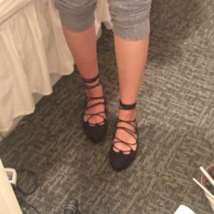 Grass roots/free people lace up flats black-7.5