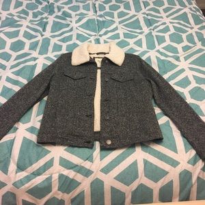 Gray cropped winter jacket