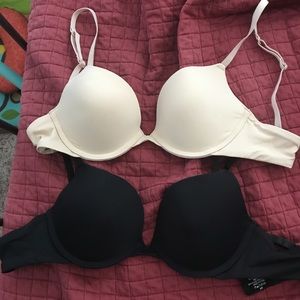 Black and cream bras