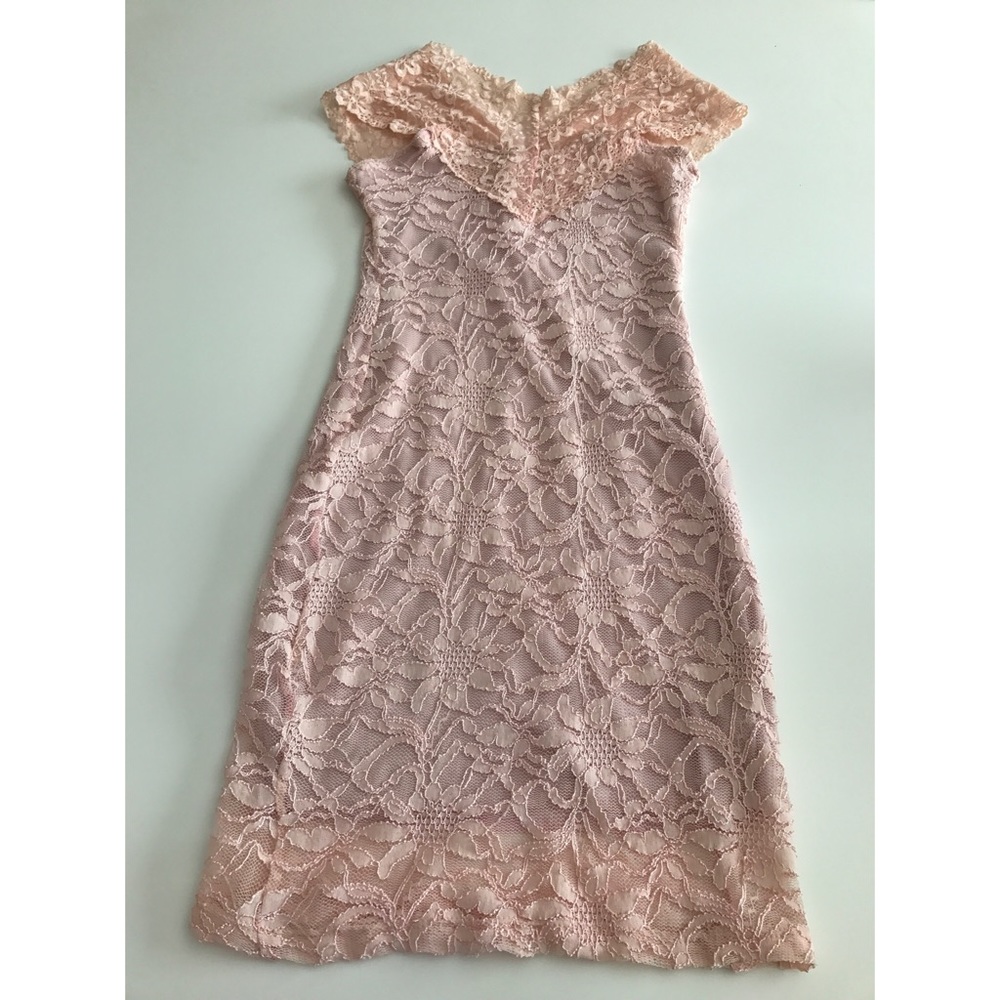 Baby Pink Lace Bodycon Dress - Picture 3 of 6