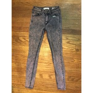 Pink acid wash jeans