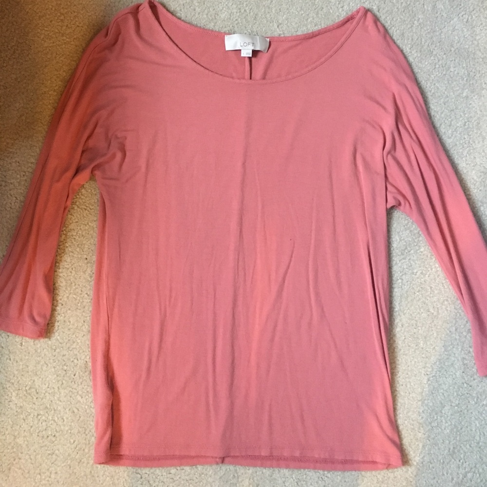 Loft 3/4 sleeve pink top size S