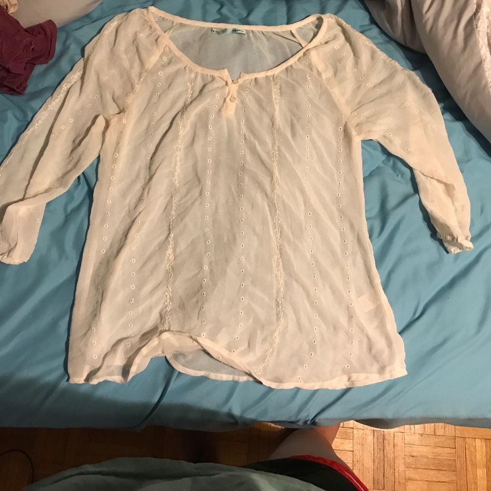 Medium cream see through blouse