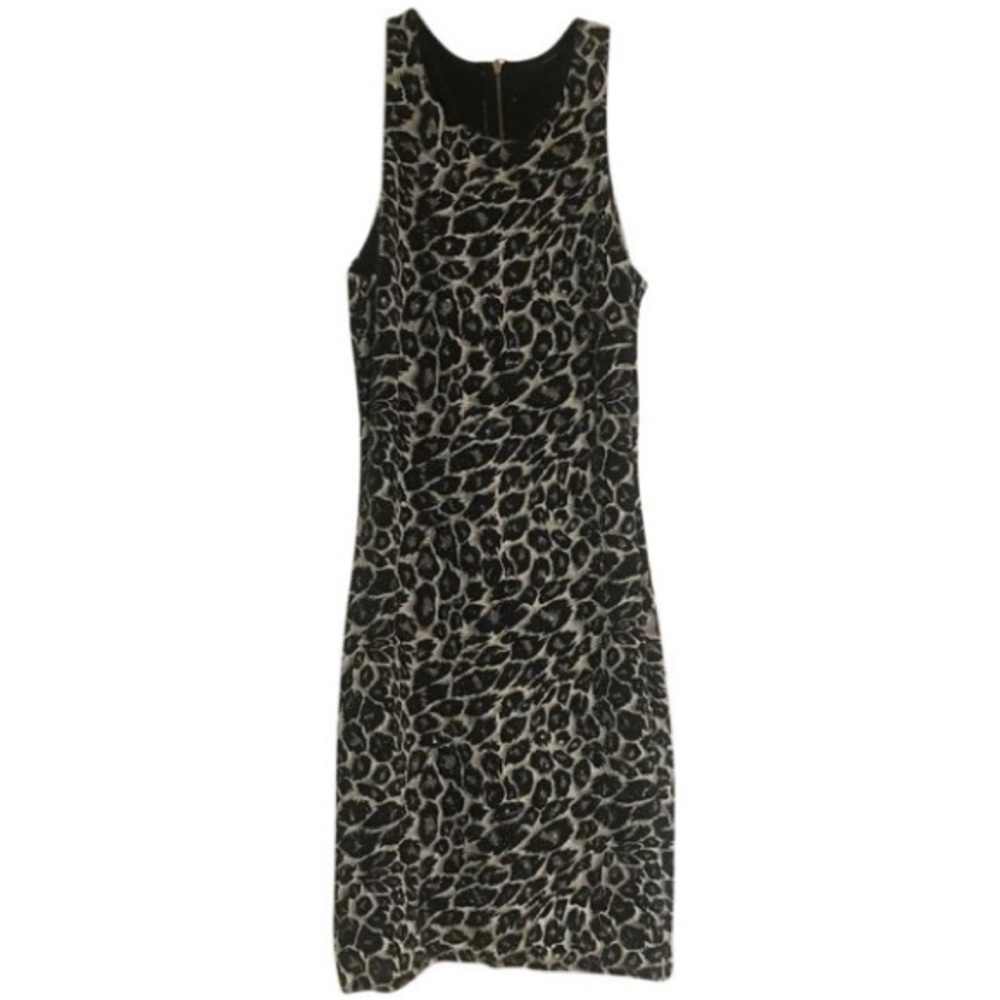 Black, white, & silver cheetah print pencil dress