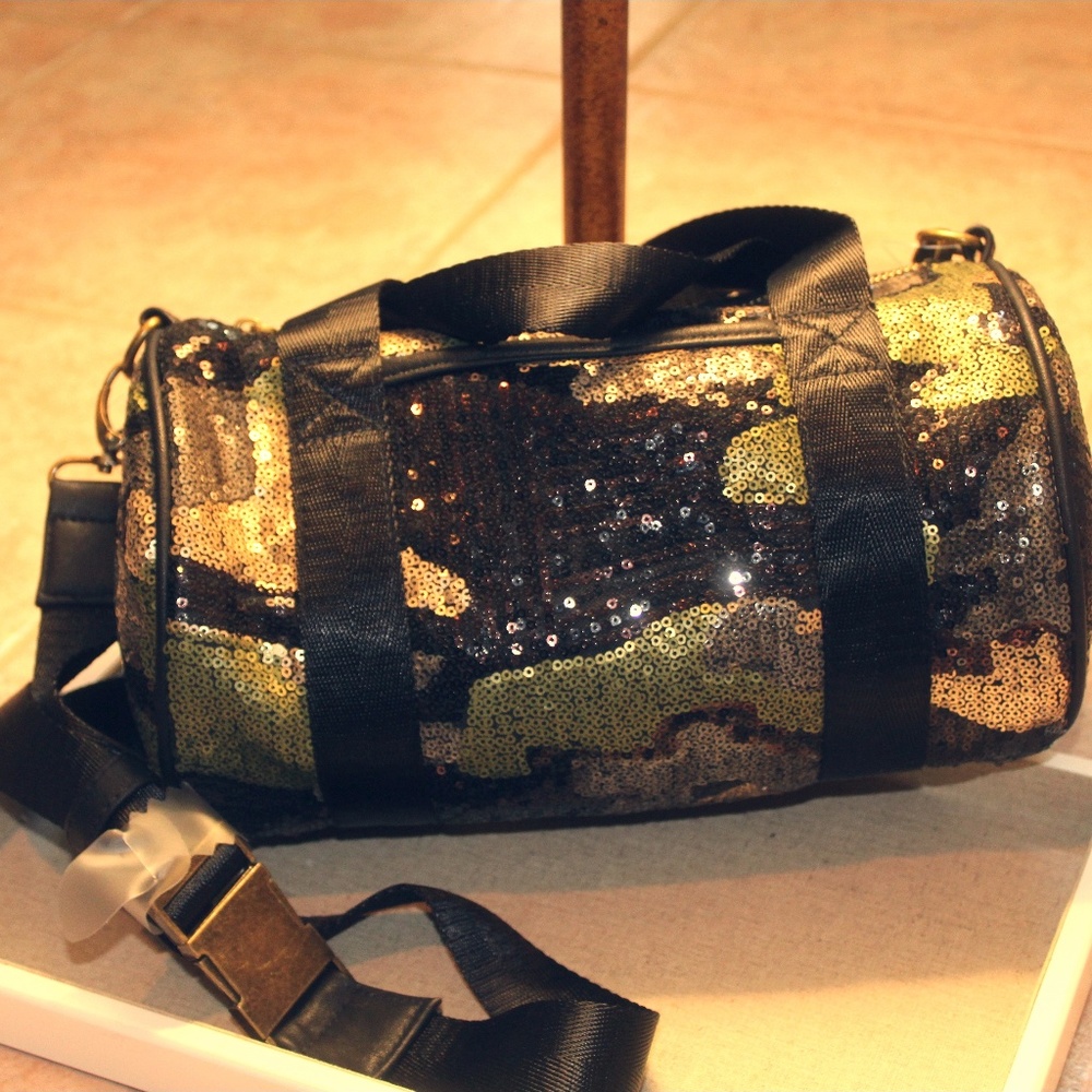 Madden NYC Sequined Camo Mini Duffle Tote