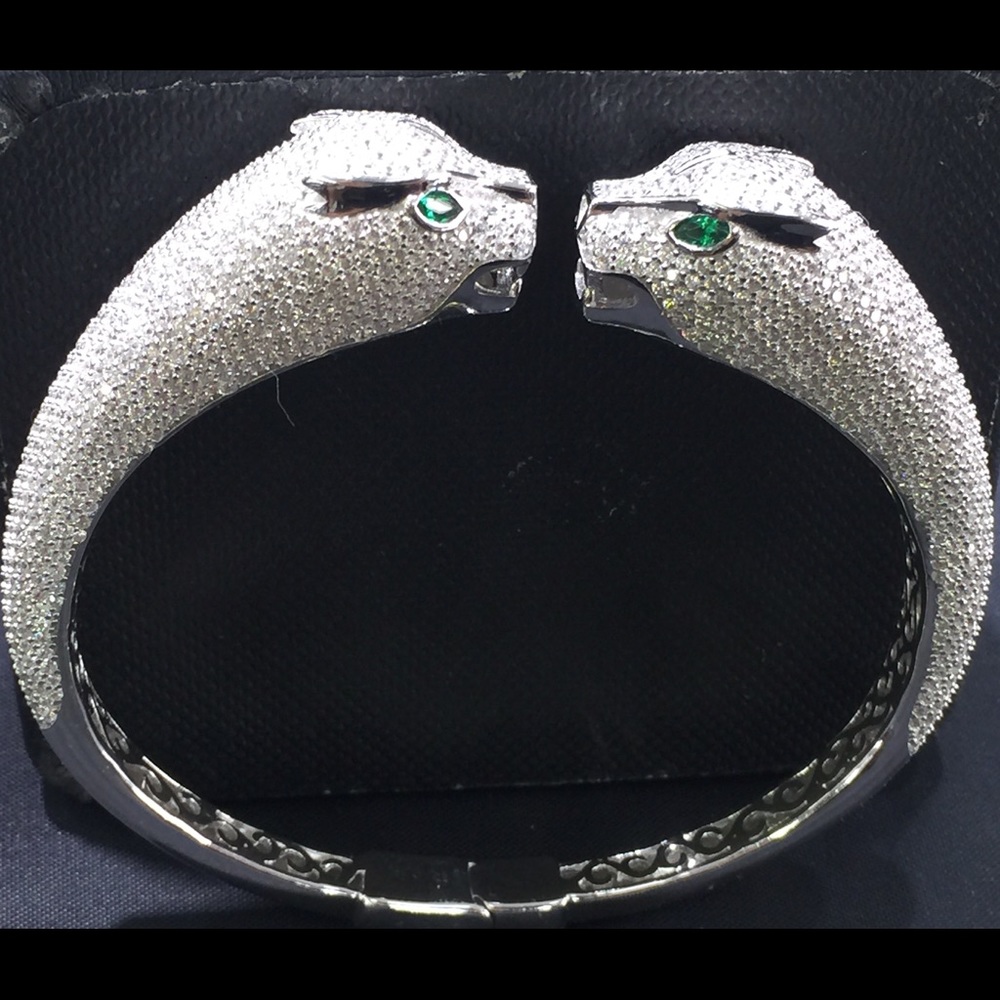 Sterling silver panther head bracelet
