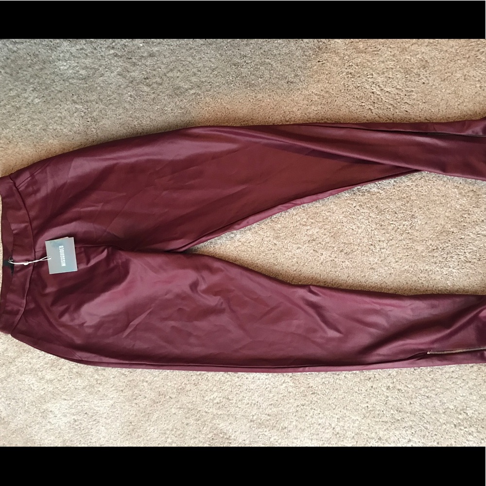 Missguided Faux-Leather Zippered Leggings