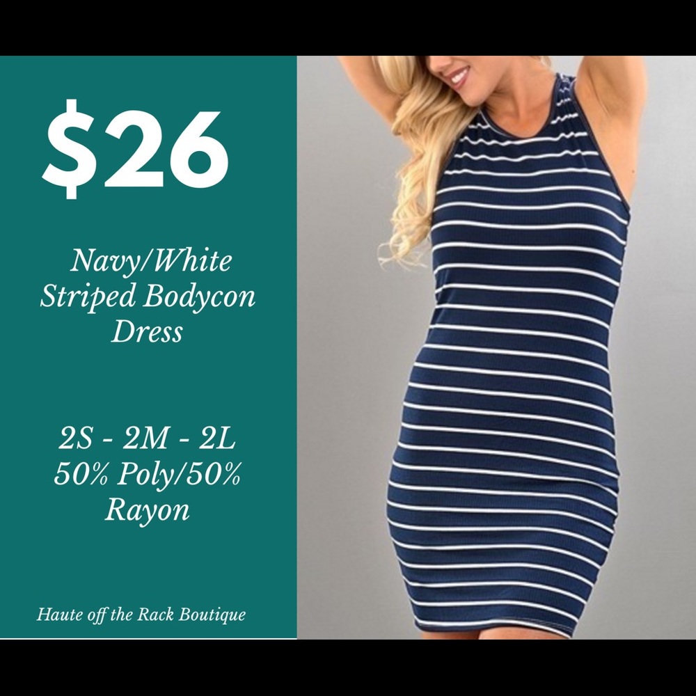 Navy/White Striped Bodycon Dress