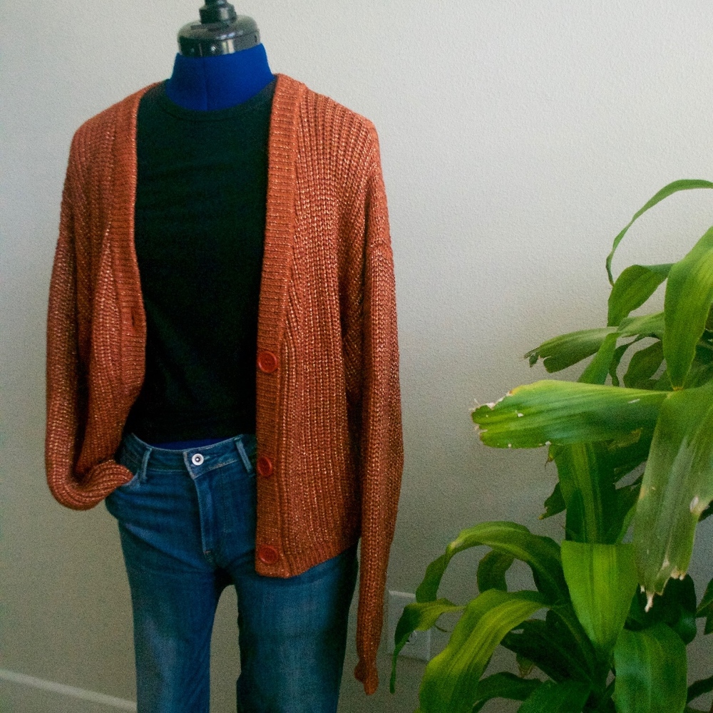 American Apparel Orange and Metallic Sweater