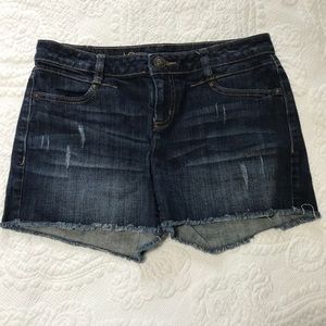Lauren Conrad distressed denim shorts