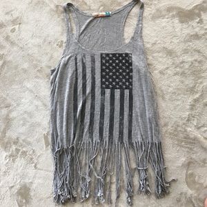 American flag fringe tank top