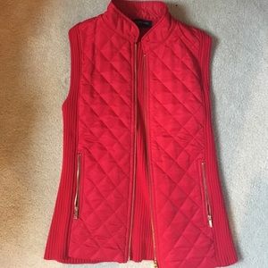 Red puffy vest with sweater back size S