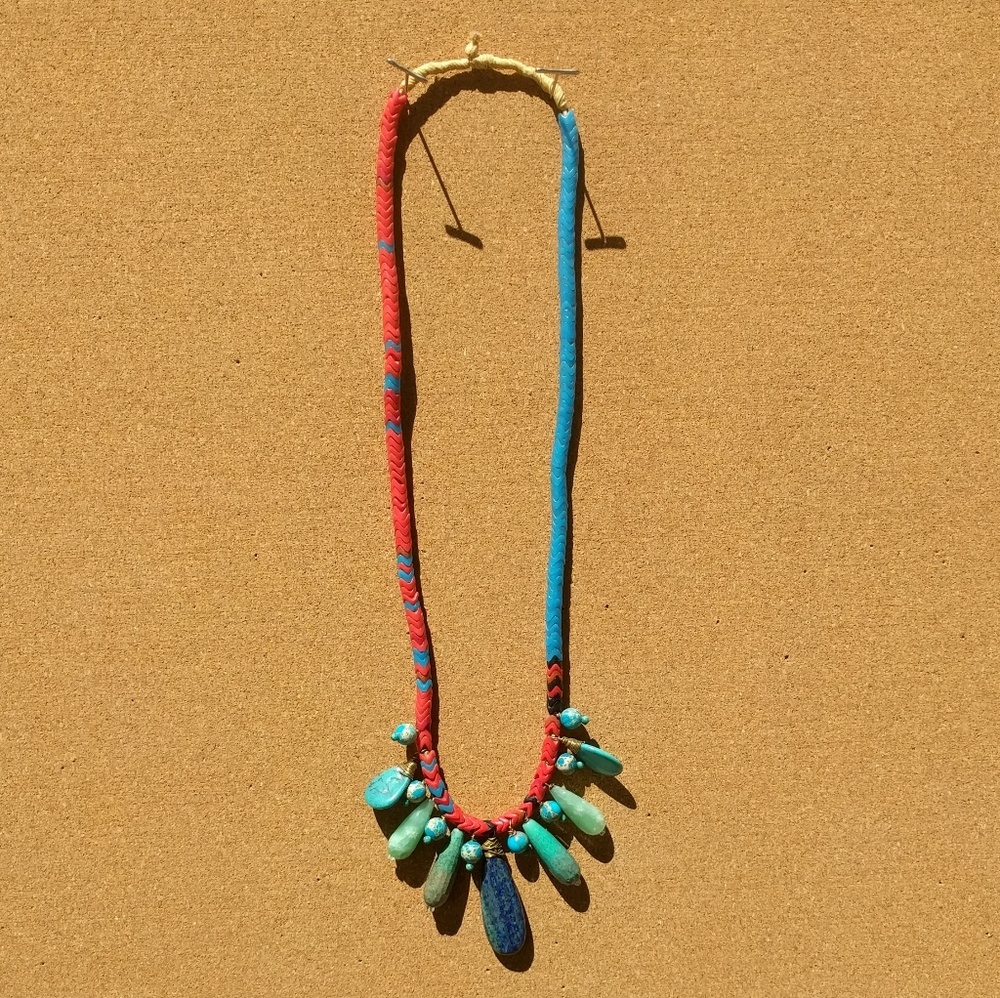 Turquoise & Coral Stone Necklace