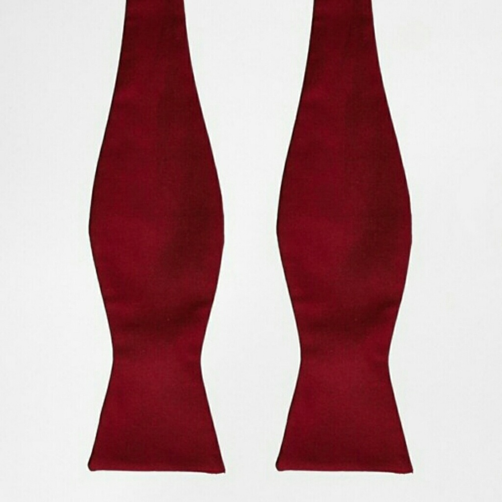 Mens bow tie, dark red, self tie. worn once.