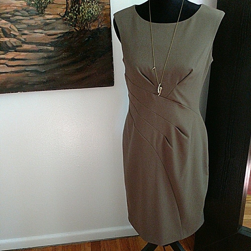 Calvin Klein Dress Olive green knee length work