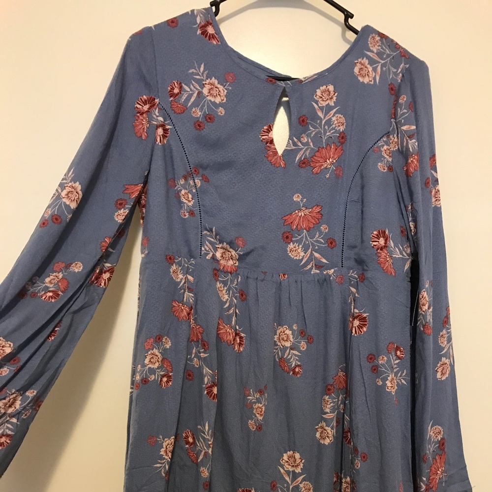 Blue and pink floral dress