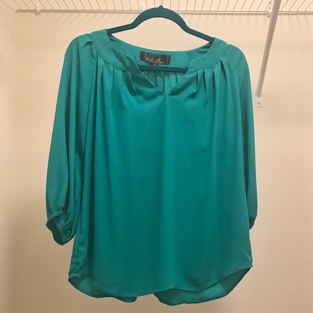 Teal 3/4 Sleeve Blouse Size Medium