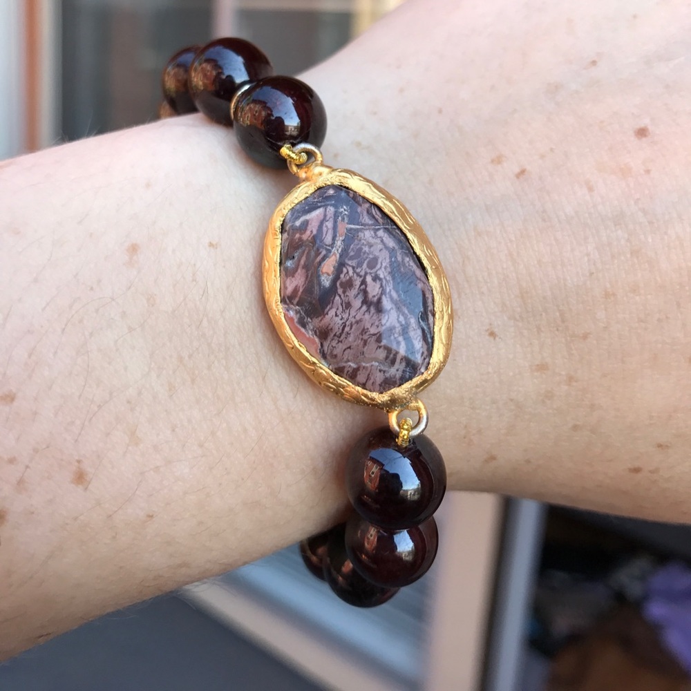 Garnet Beaded Bracelet