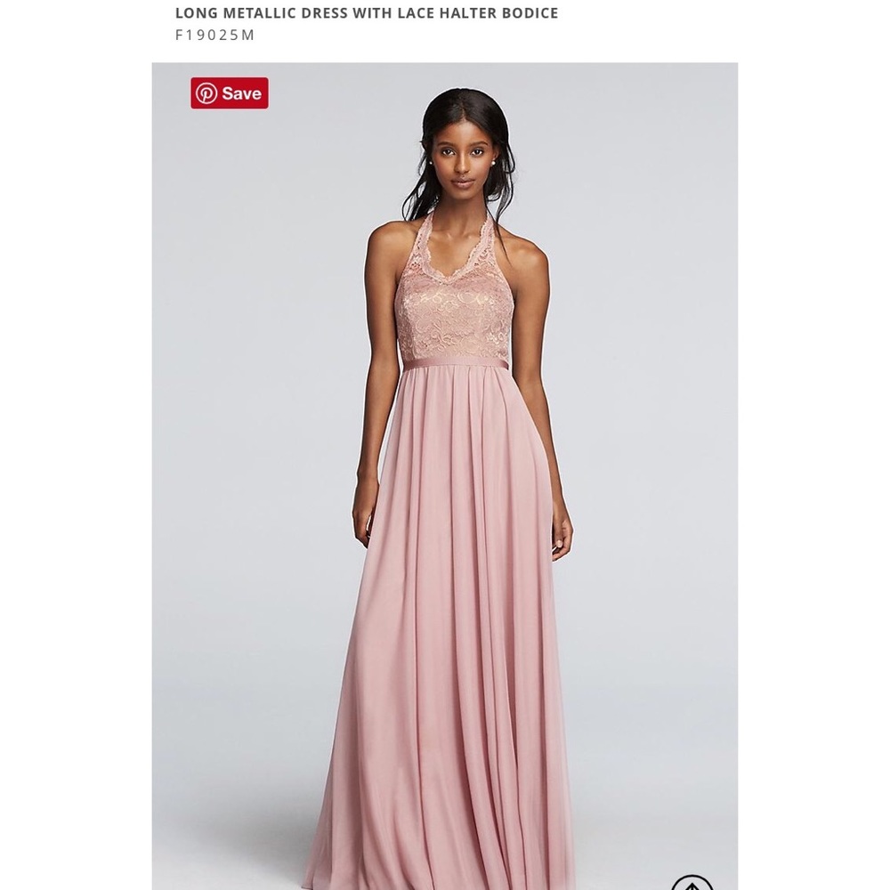 Elegant long lace rose gold metallic dress!