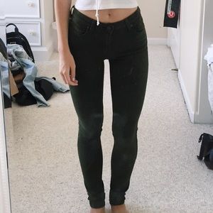 super soft dark green skinny jeans