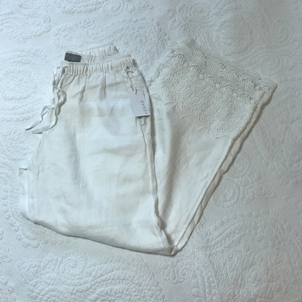 White Linen and Lace pants